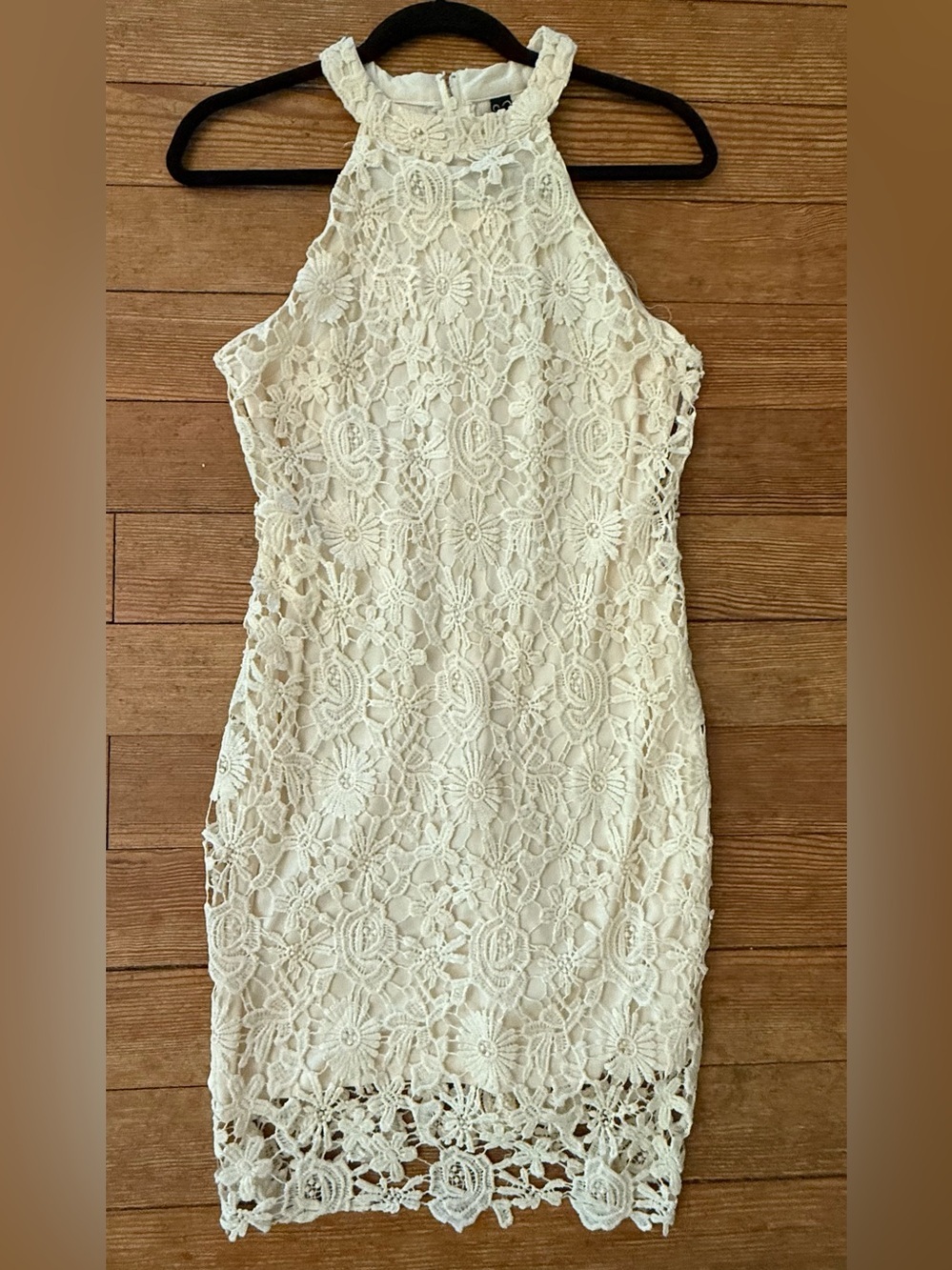 Windsor Cream Lace Halter Mini Dress